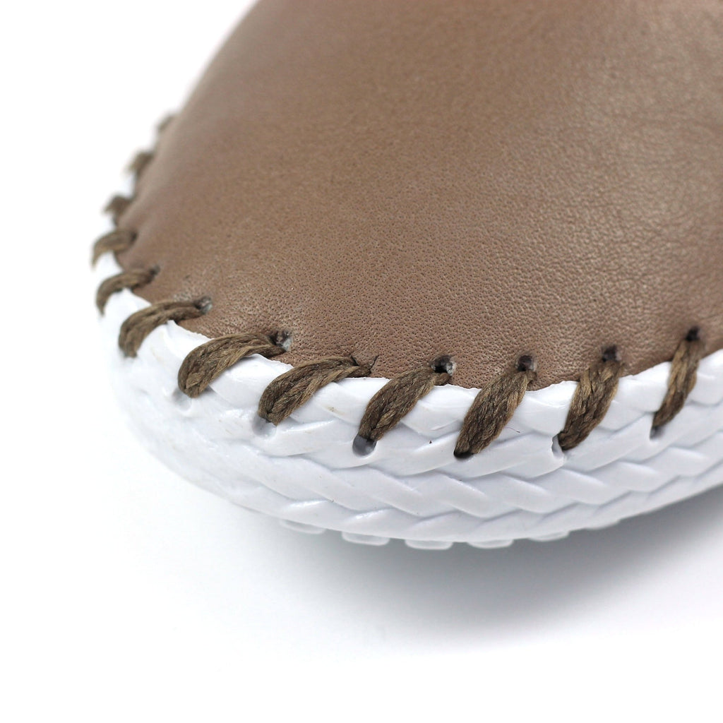 St. Ives Taupe Leather Plimsoll