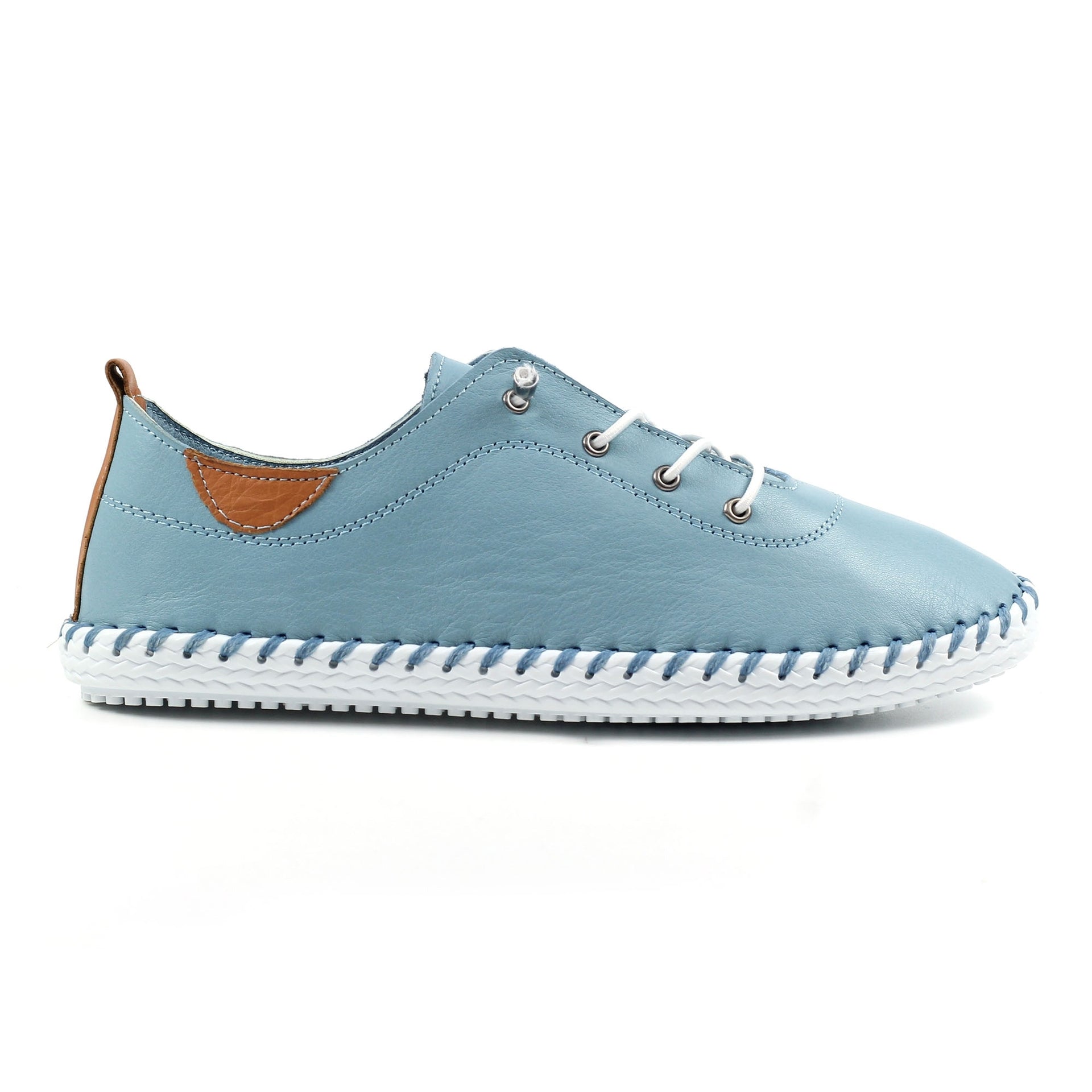 St. Ives Light Blue Leather Plimsoll