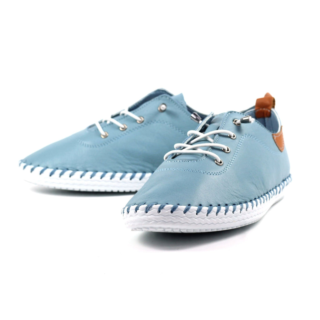 St. Ives Light Blue Leather Plimsoll