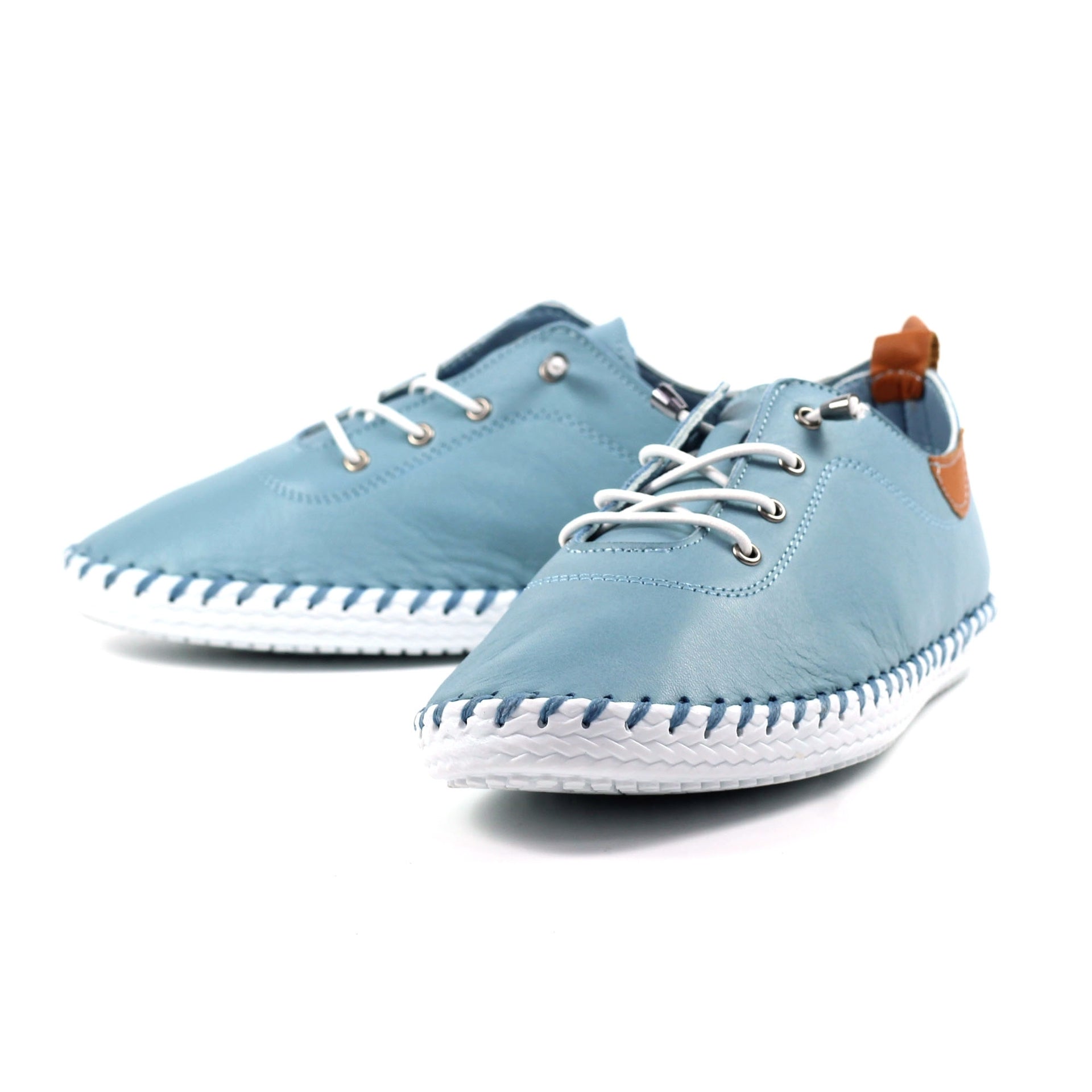 St. Ives Light Blue Leather Plimsoll