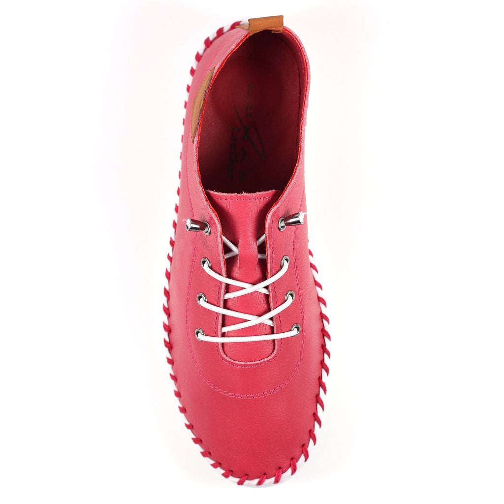 St. Ives Raspberry Leather Plimsoll