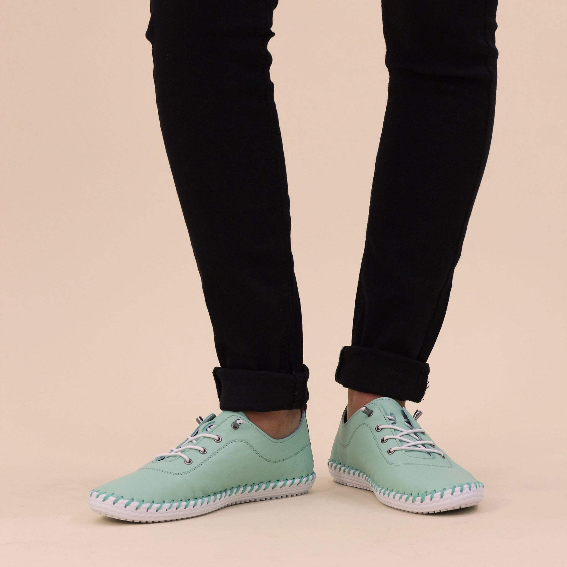 St. Ives Mint Leather Plimsoll