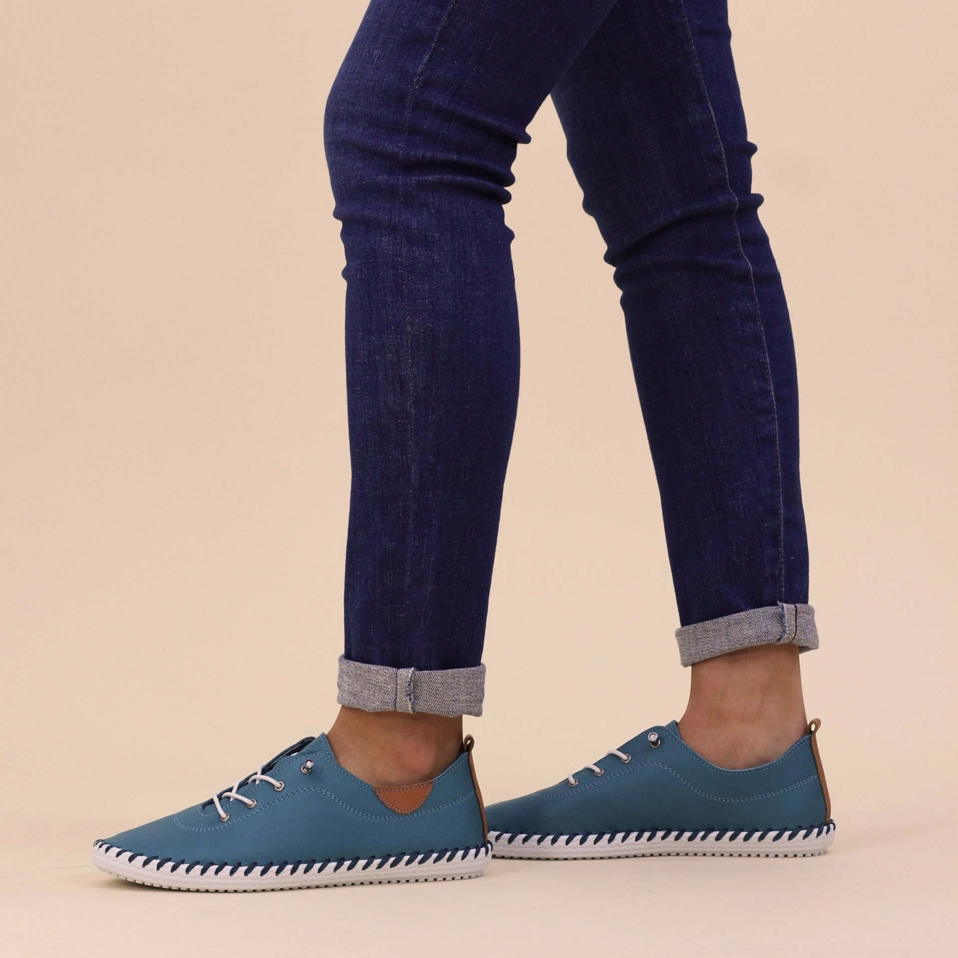 St. Ives Teal Leather Plimsoll