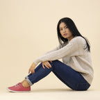St. Ives Raspberry Leather Plimsoll