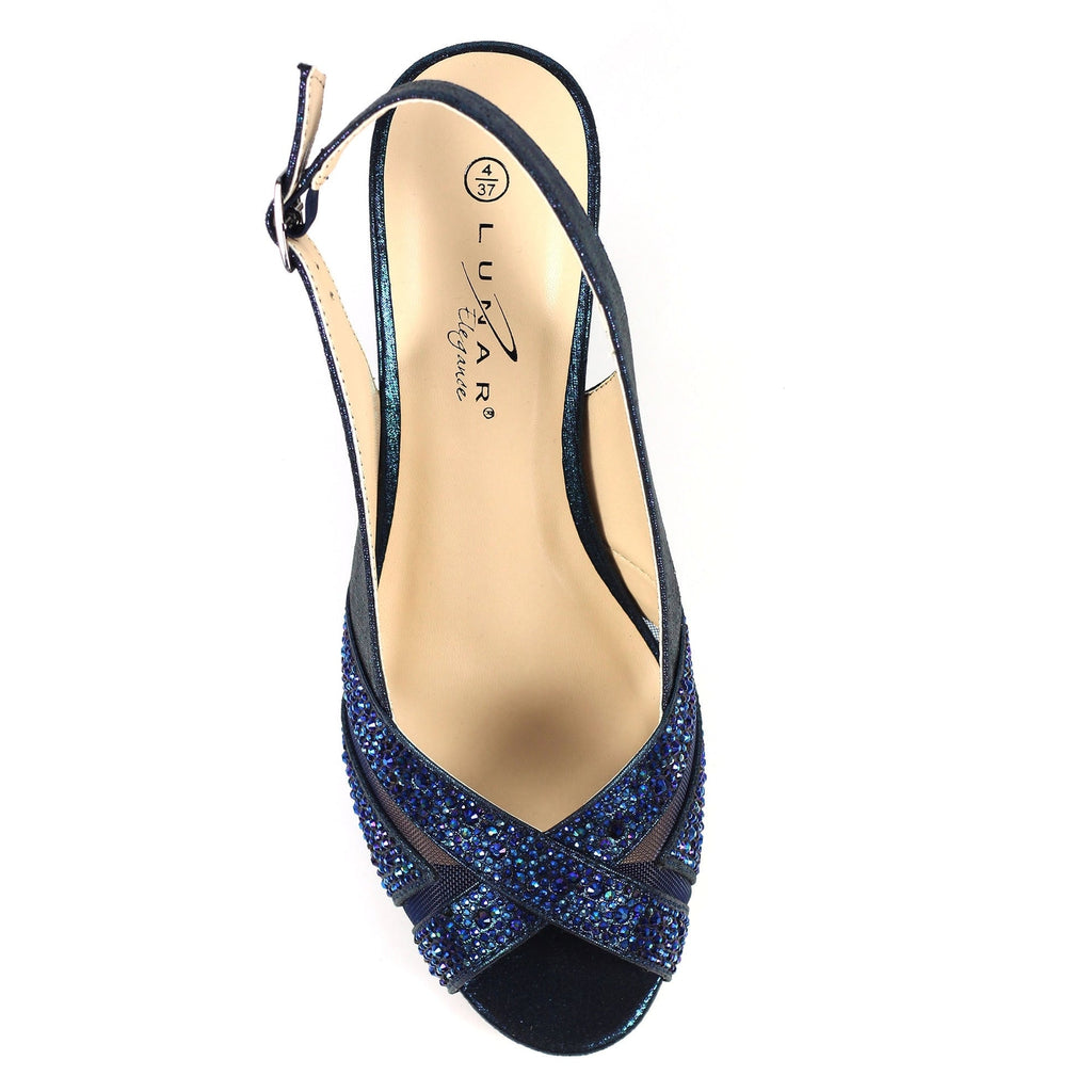 Emmerline Navy Slingback Wedge