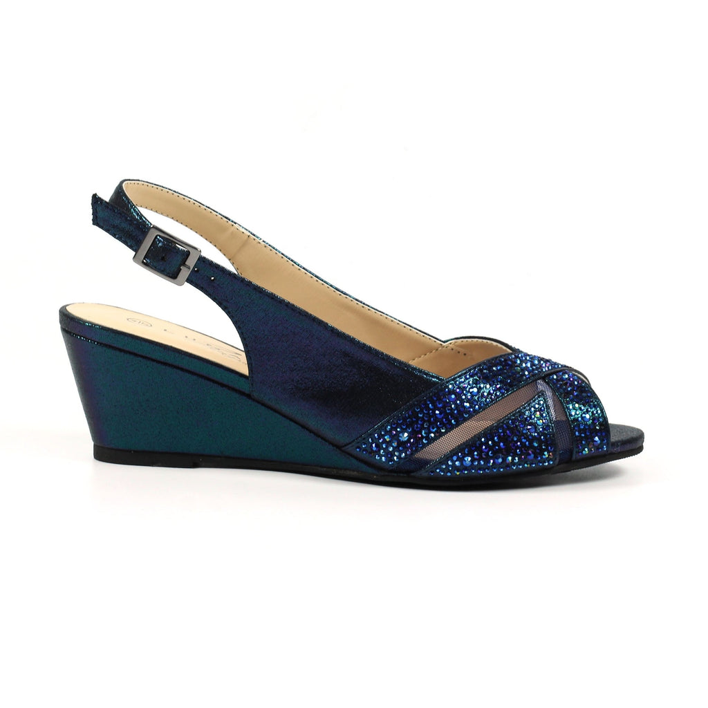Emmerline Navy Slingback Wedge