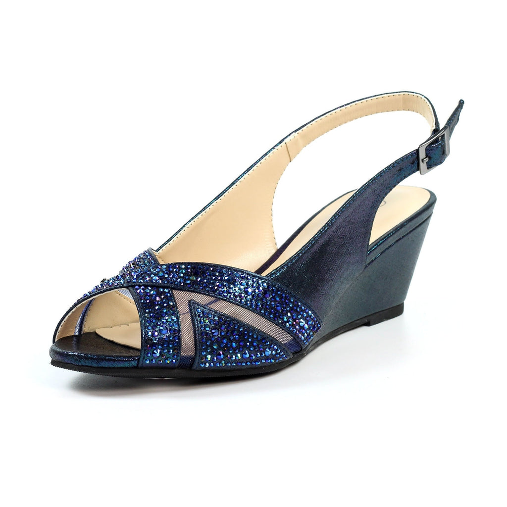 Emmerline Navy Slingback Wedge