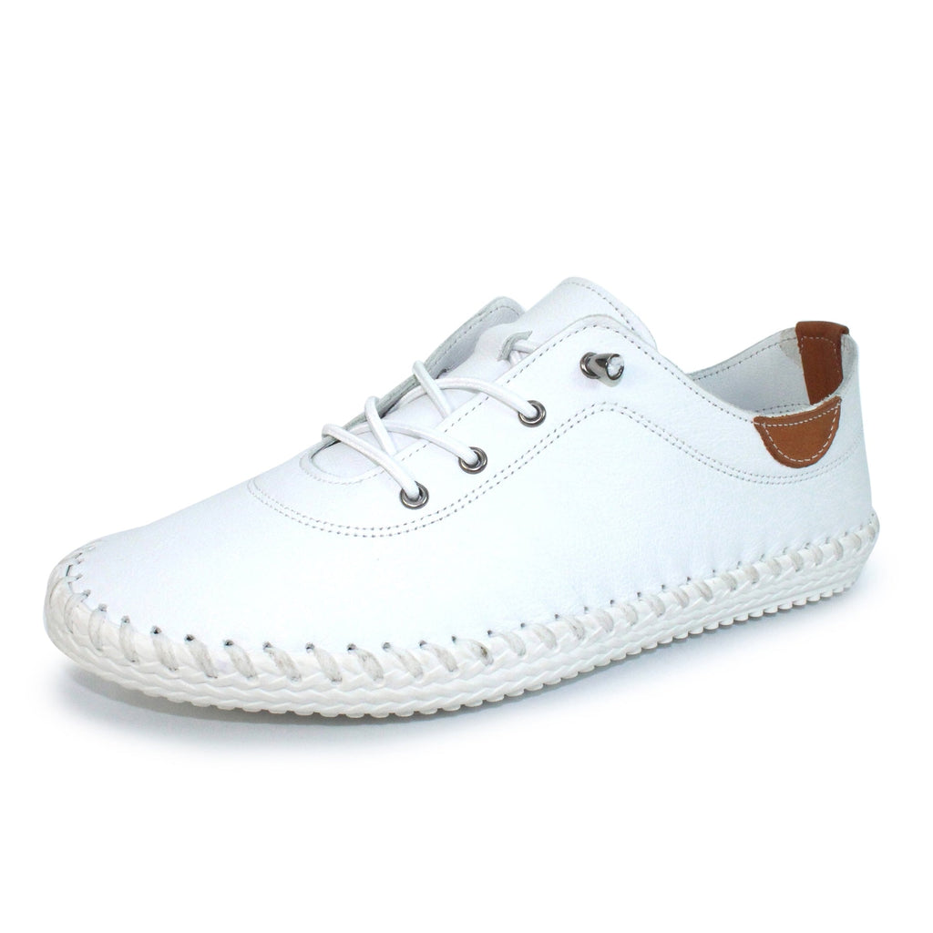 St. Ives White Leather Plimsoll