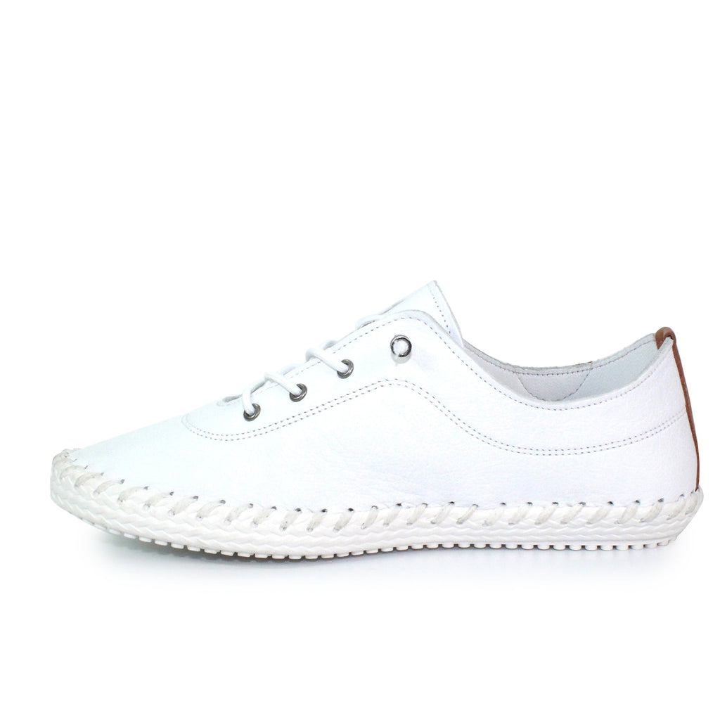 St. Ives White Leather Plimsoll