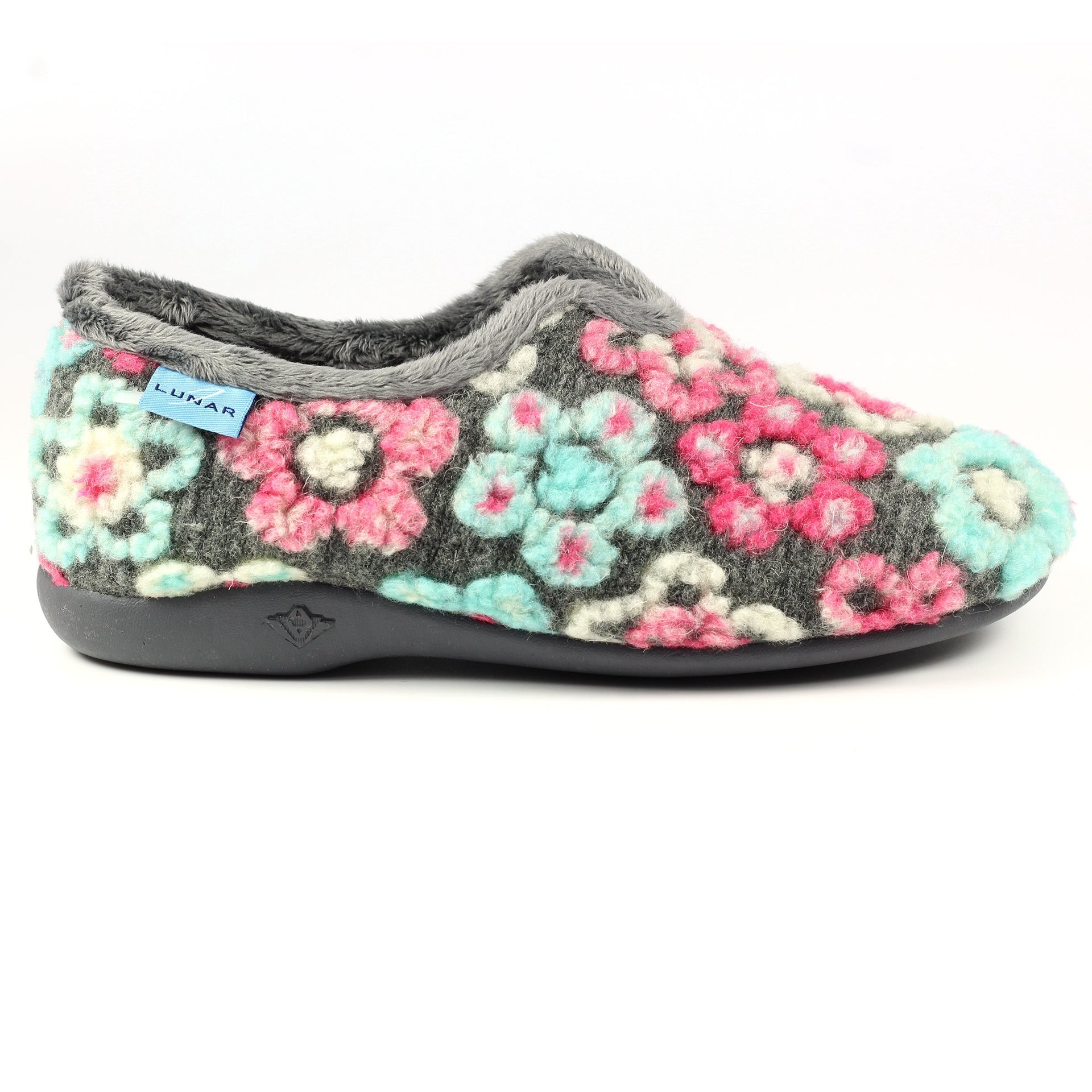 Hippy Grey Flower Full Slipper
