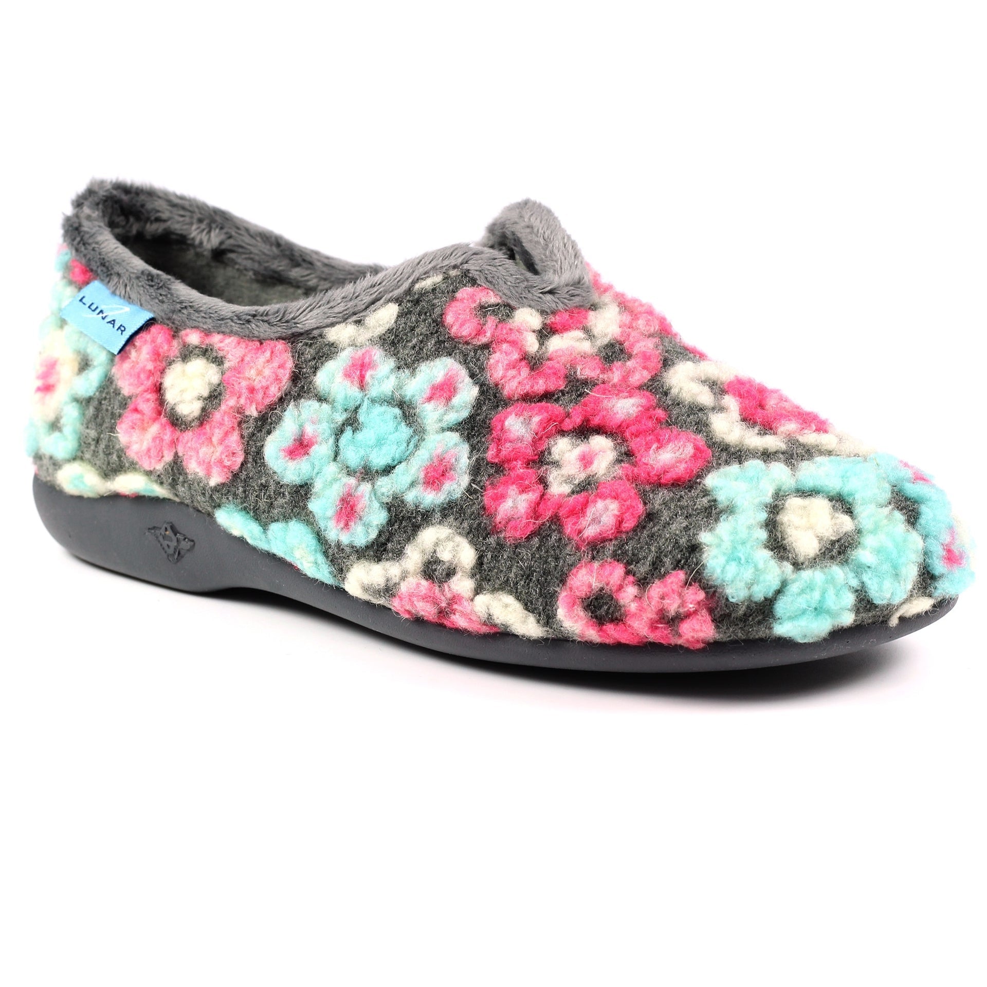 Hippy Grey Flower Full Slipper