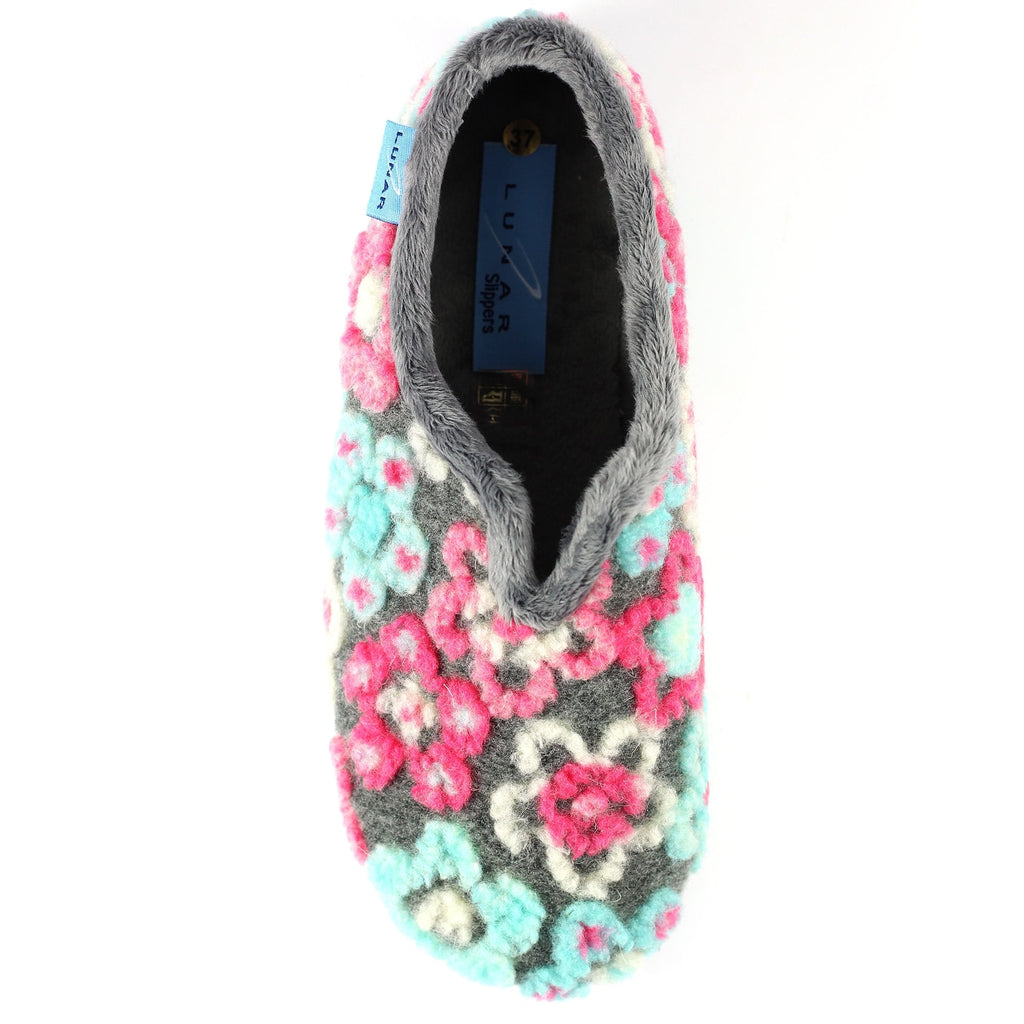 Hippy Grey Flower Full Slipper