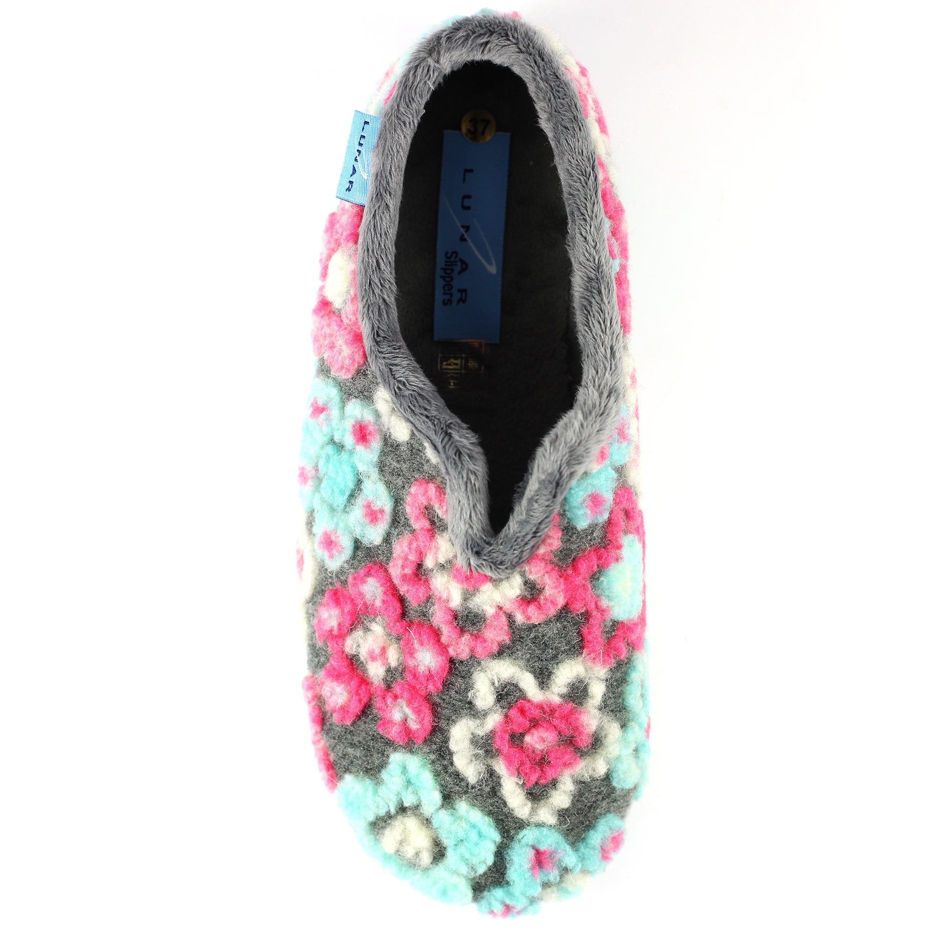 Hippy Grey Flower Full Slipper