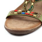 Mariella Khaki Beaded Sandal