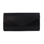 Nara Black Satin Clutch Bag