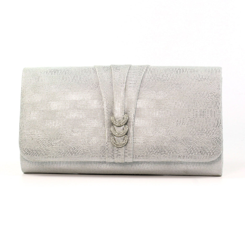 Lyla Silver Satin Clutch Bag