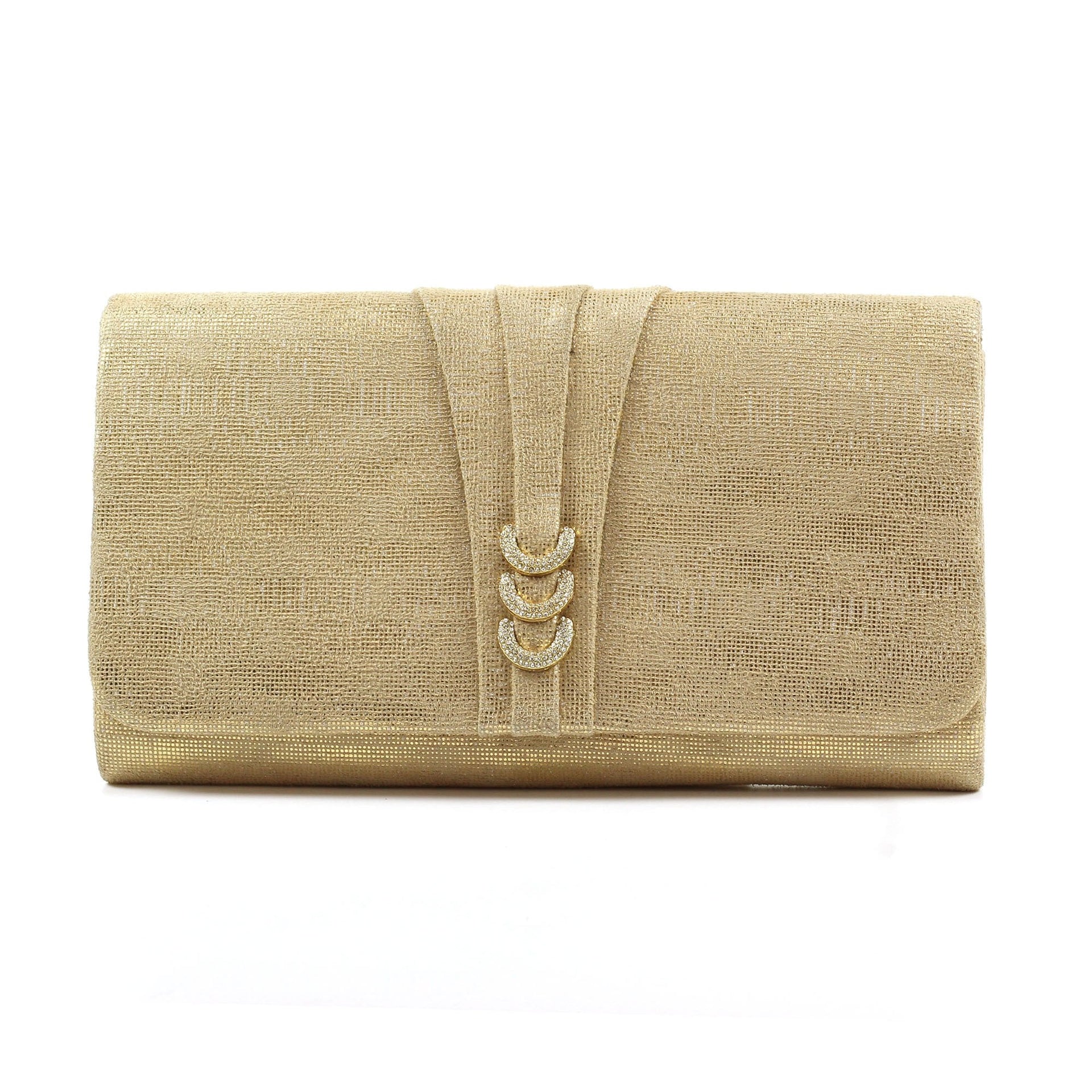 Lyla Gold Satin Clutch Bag