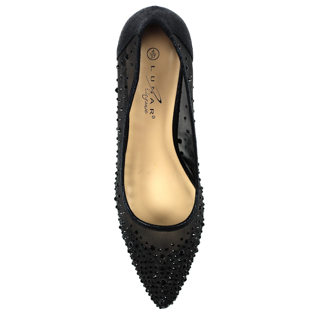 Alisha Black Gemstone Kitten Heel