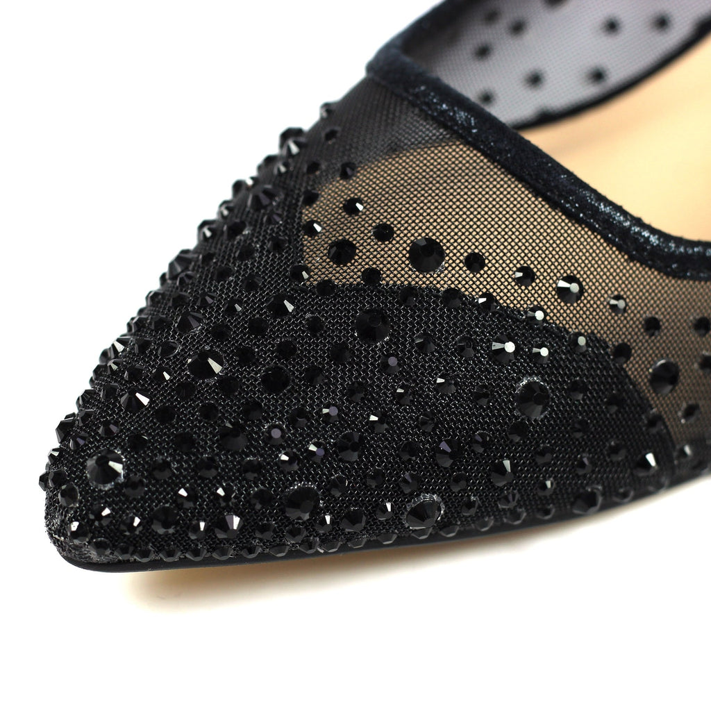 Alisha Black Gemstone Kitten Heel