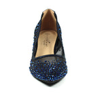 Alisha Navy Gemstone Kitten Heel