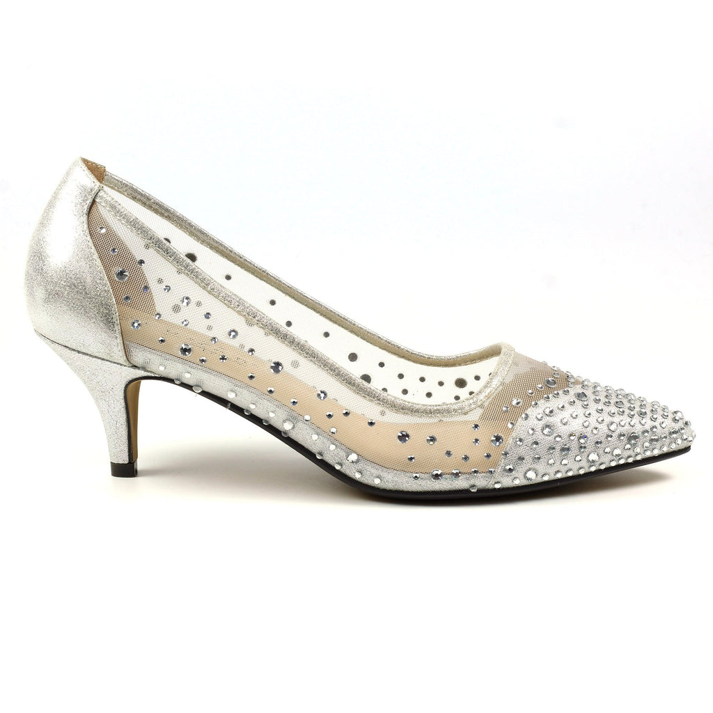 Alisha Silver Gemstone Kitten Heel