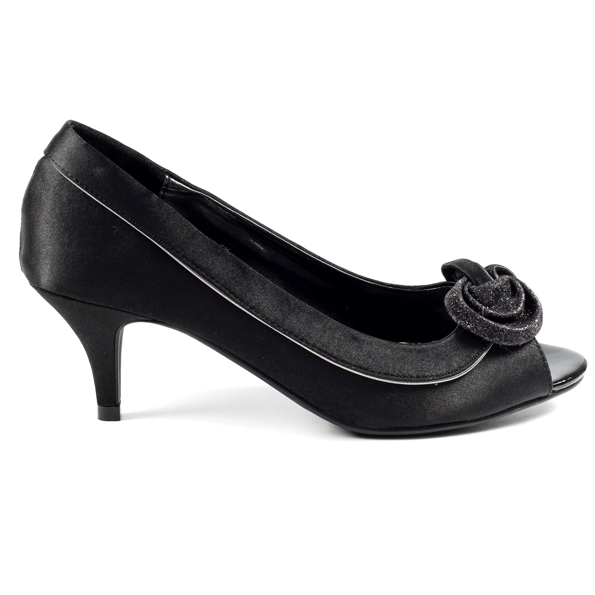 Ripley Black Satin Peep Toe