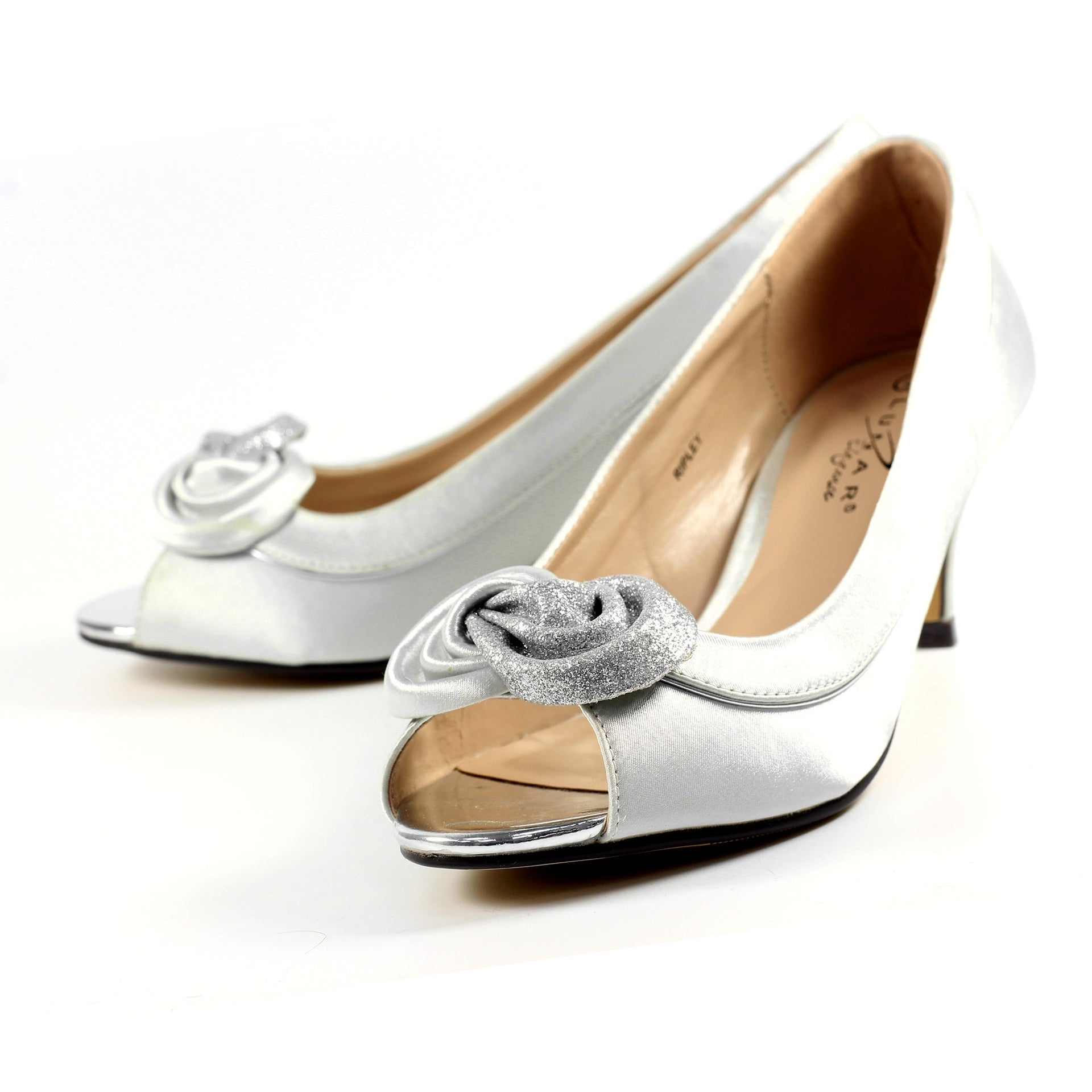 Ripley Silver Satin Peep Toe