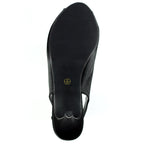 Sabrina Black Satin Slingback Court