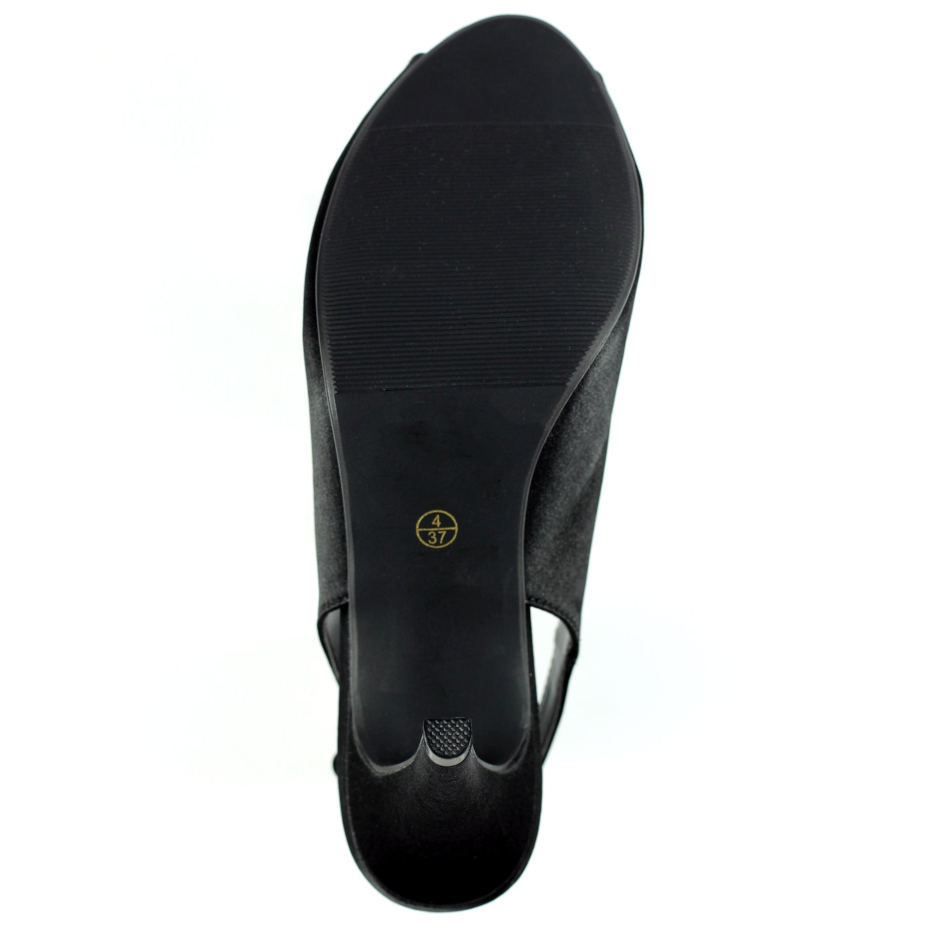 Sabrina Black Satin Slingback Court