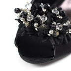 Sabrina Black Satin Slingback Court