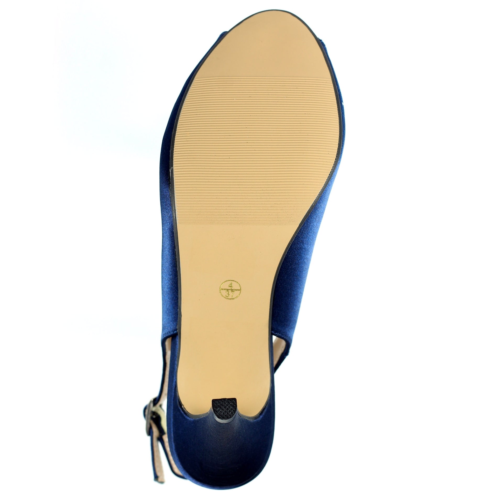 Sabrina Navy Satin Slingback Court