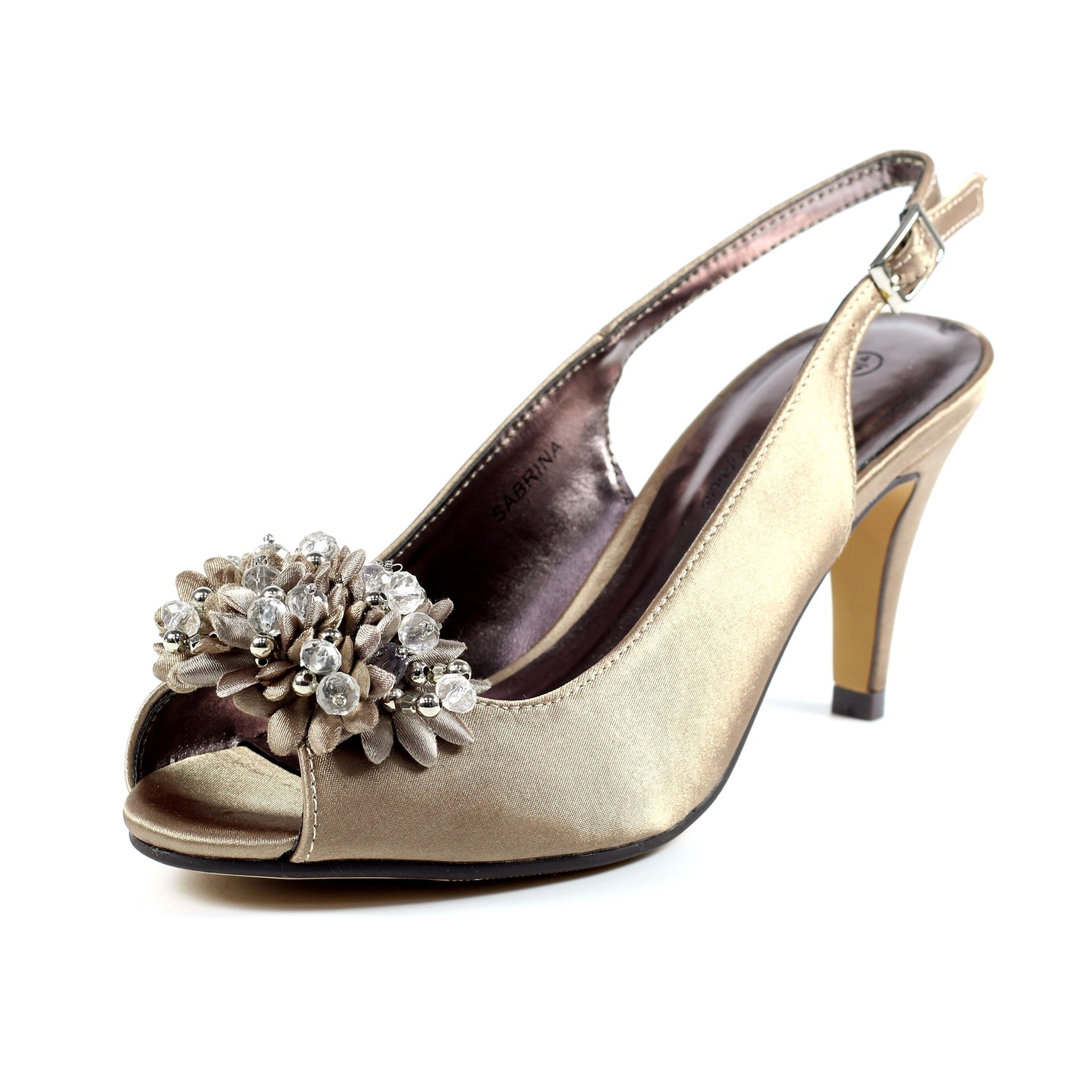 Sabrina Taupe Satin Slingback Court