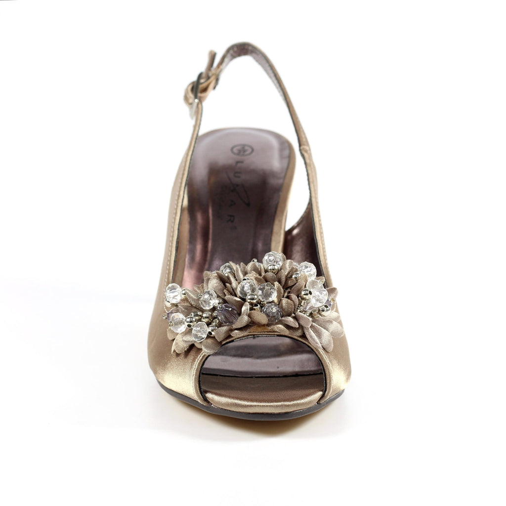 Sabrina Taupe Satin Slingback Court