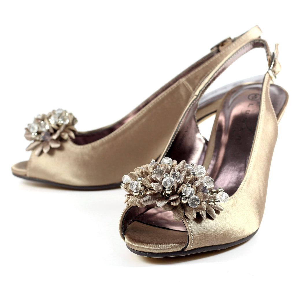 Sabrina Taupe Satin Slingback Court