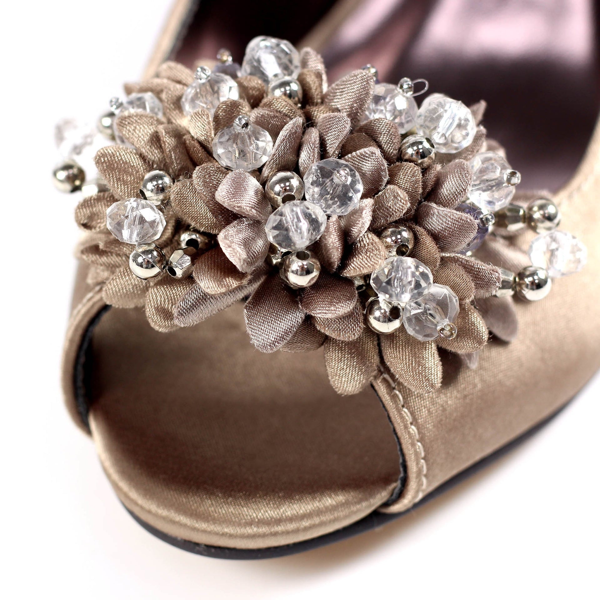 Sabrina Taupe Satin Slingback Court