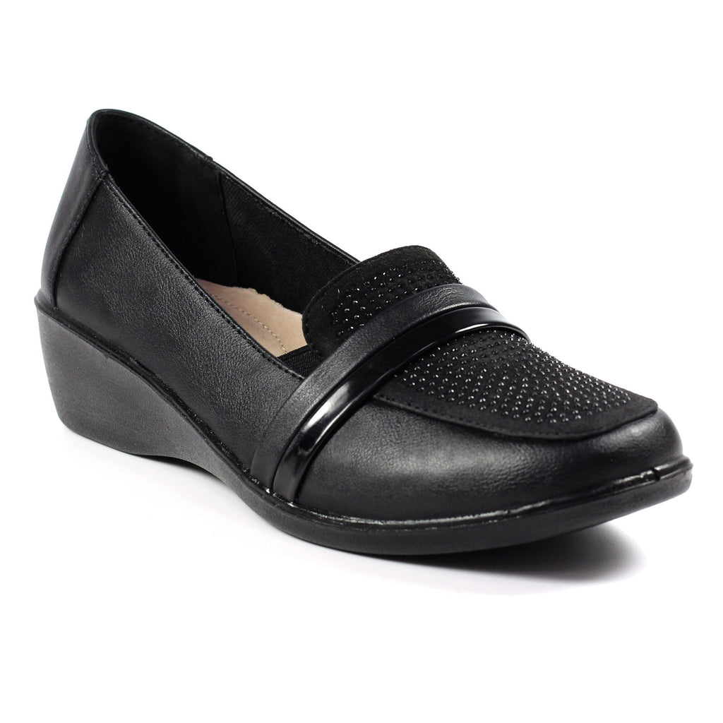 Esther Black Comfort Wedge Shoe