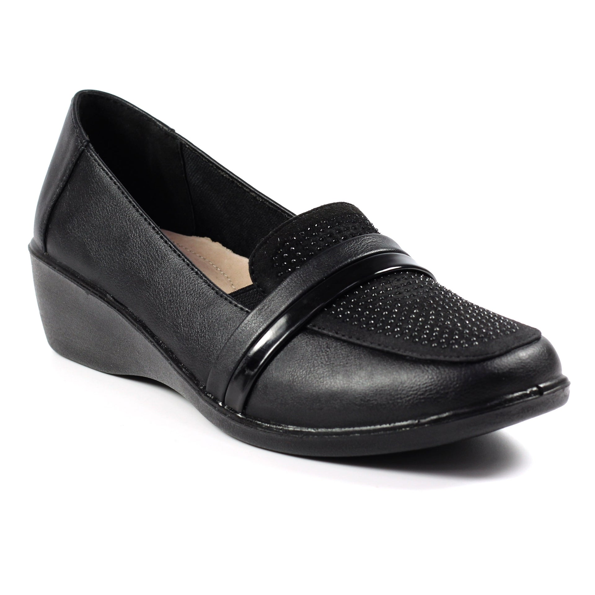 Esther Black Comfort Wedge Shoe