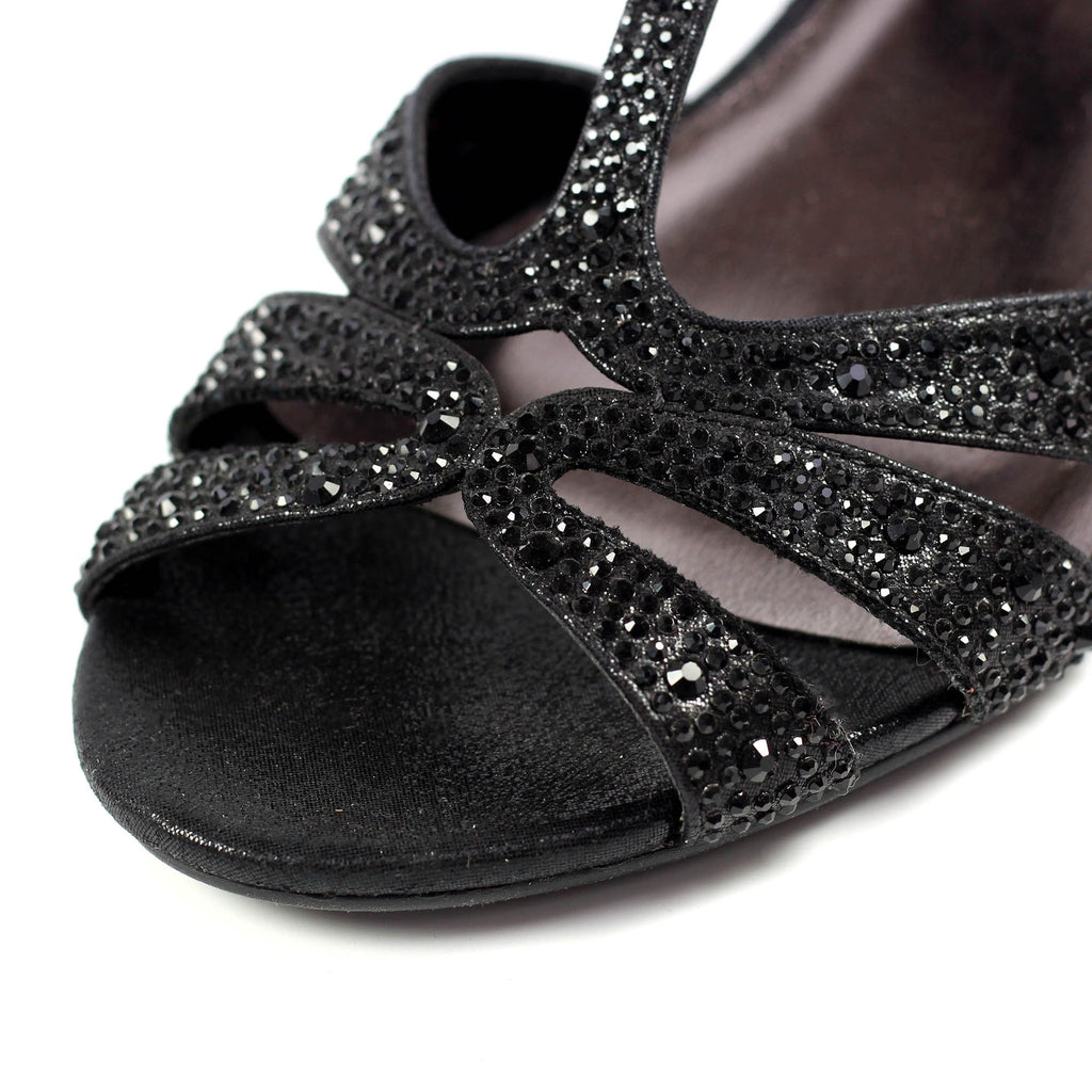Francie Wide Fit Black Gemstone Sandal