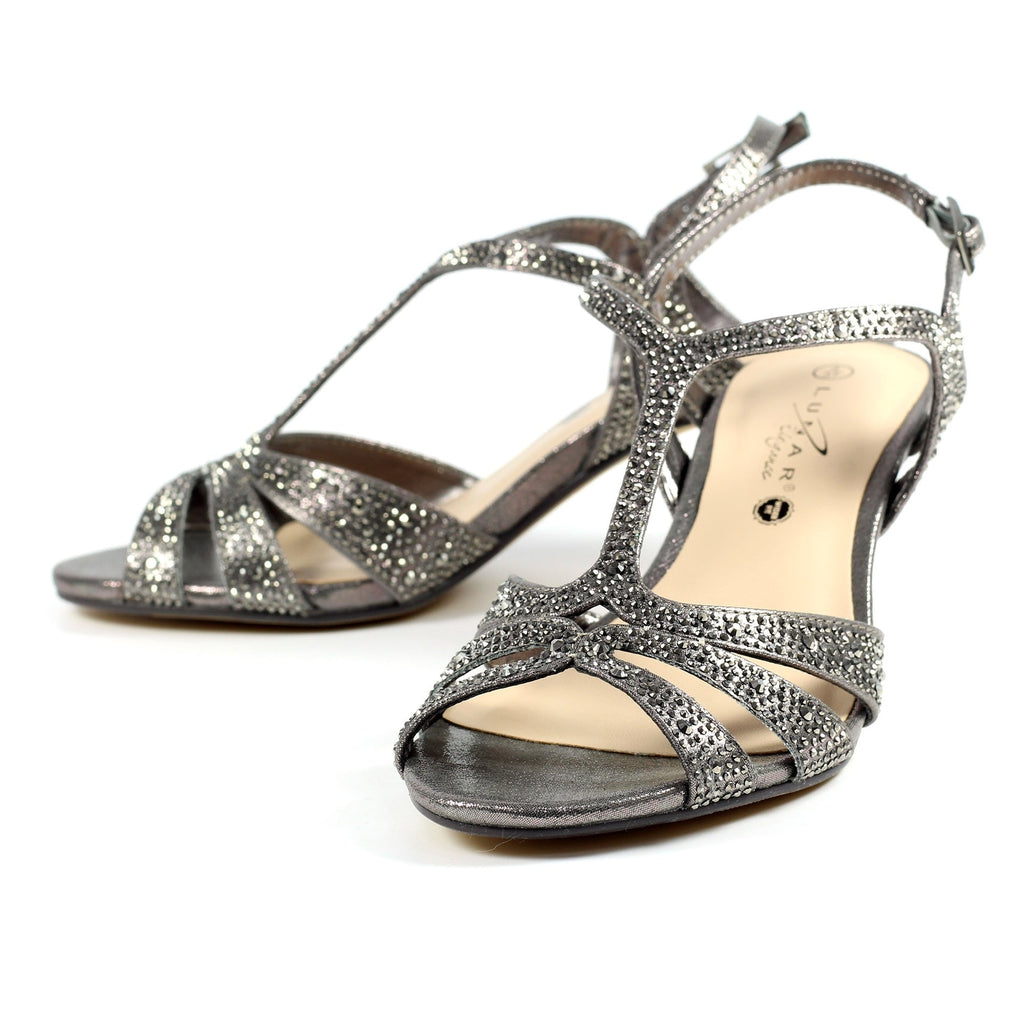 Francie Wide Fit Pewter Gemstone Sandal