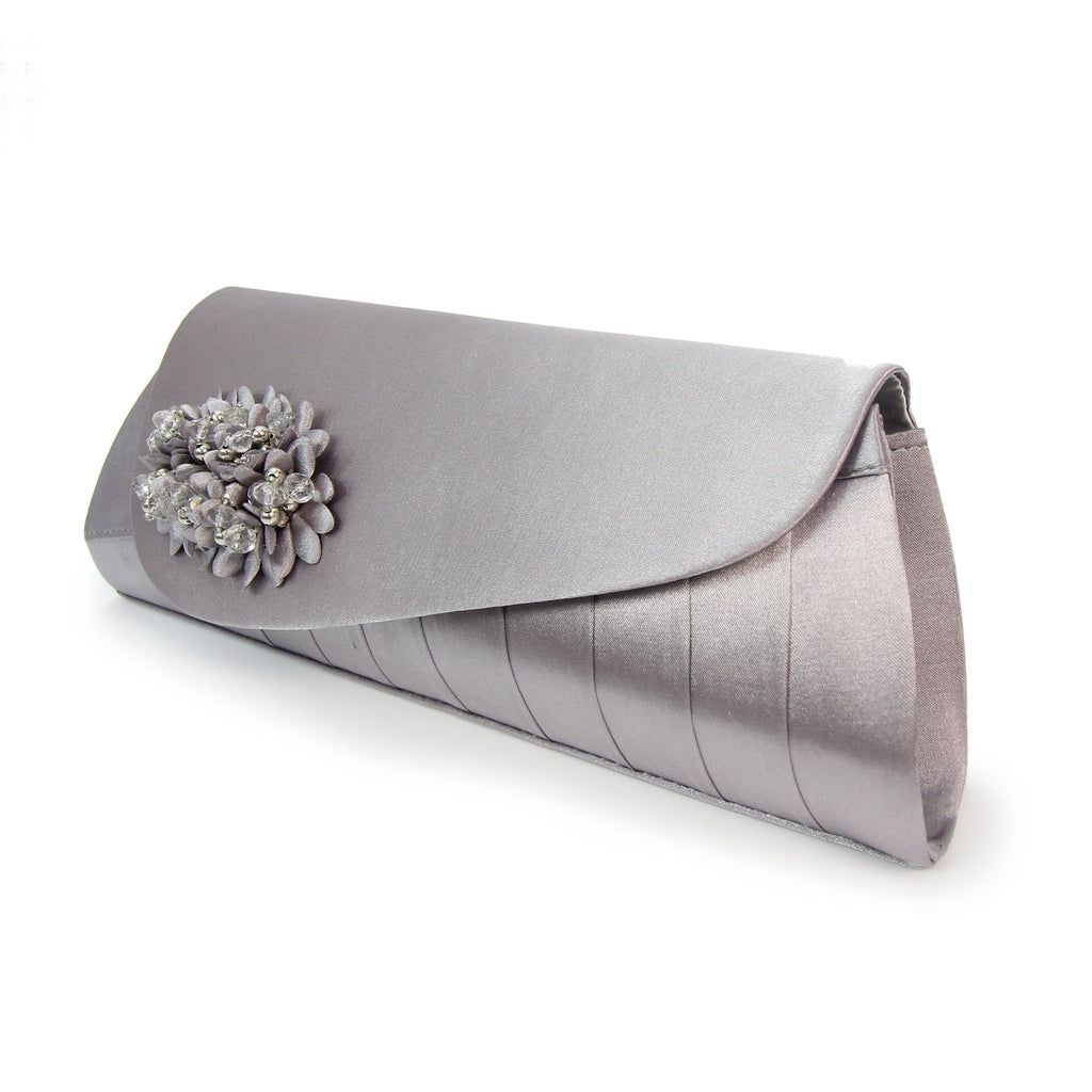Sabrina Dark Grey Floral Satin Bag