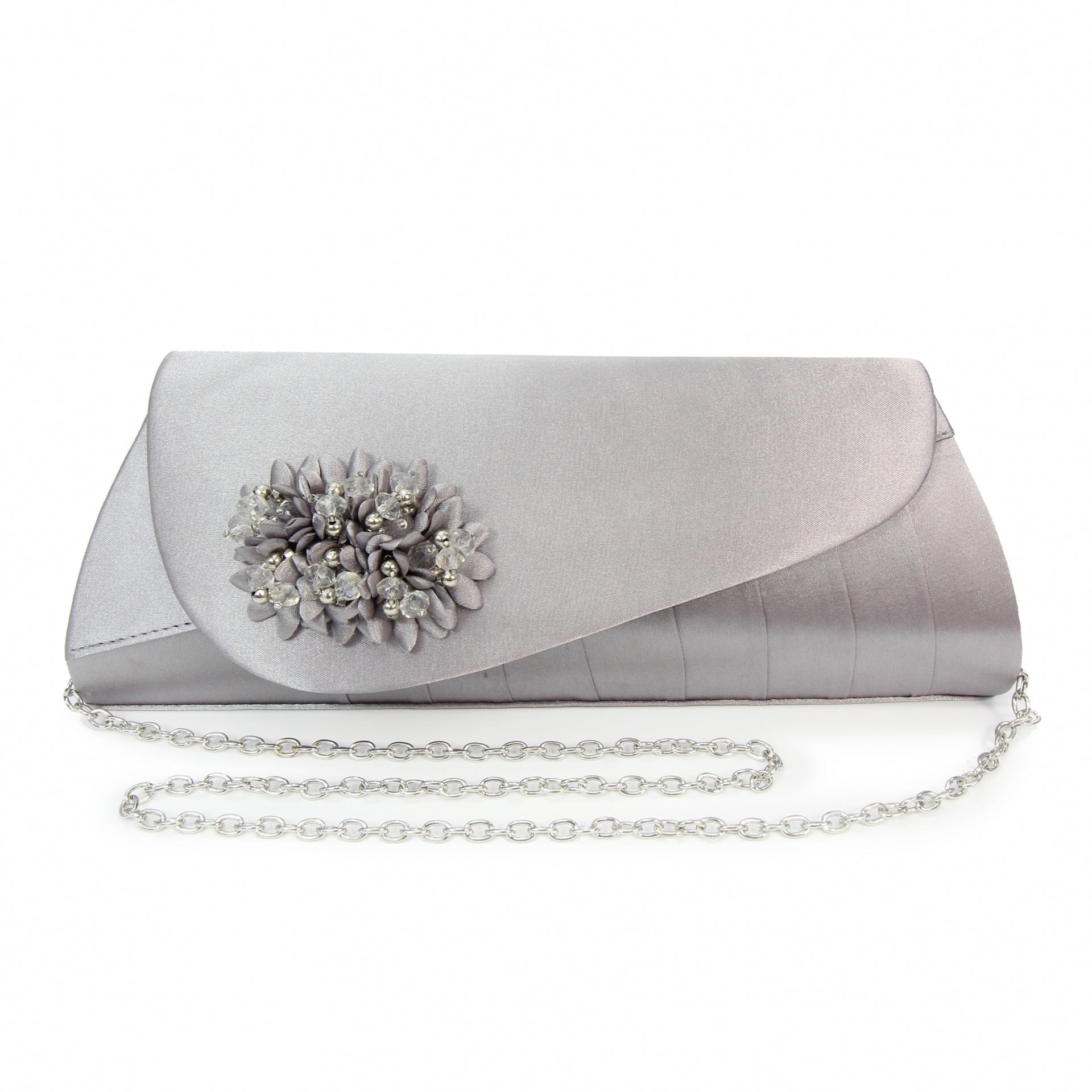 Sabrina Dark Grey Floral Satin Bag