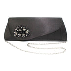 Sabrina Black Floral Satin Bag