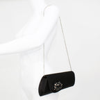 Sabrina Black Floral Satin Bag