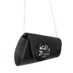 Sabrina Black Floral Satin Bag