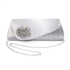 Sabrina Silver Floral Satin Bag