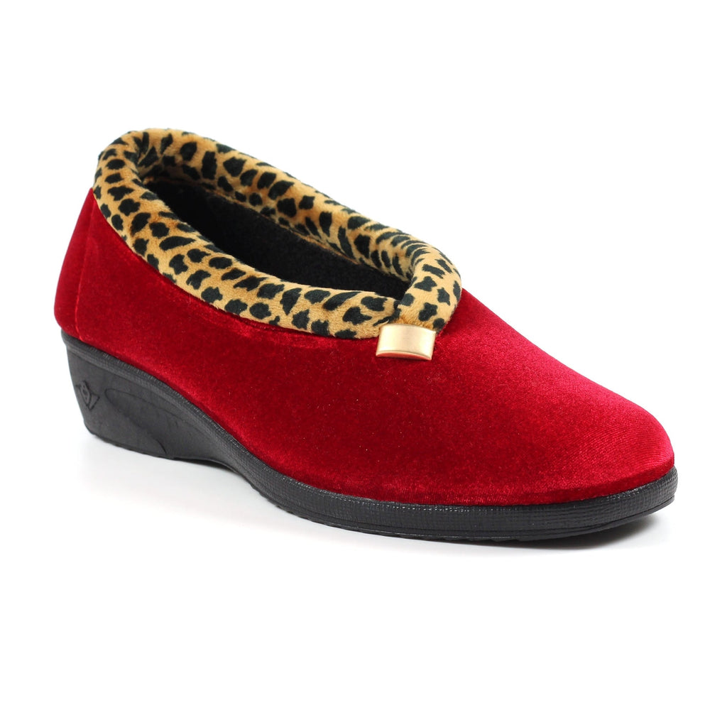 Paloma Red Leopard Trim Slipper
