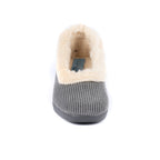 Glynis Grey Fur Trim Wedge Slipper