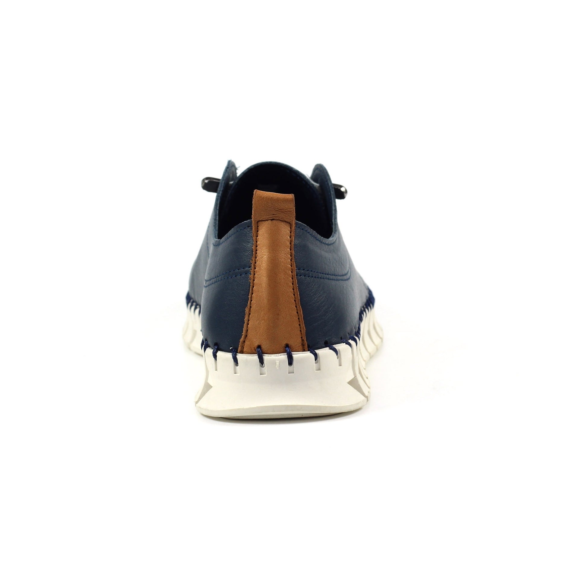 St Austell Navy Leather Plimsoll