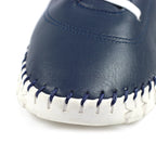 St Austell Navy Leather Plimsoll