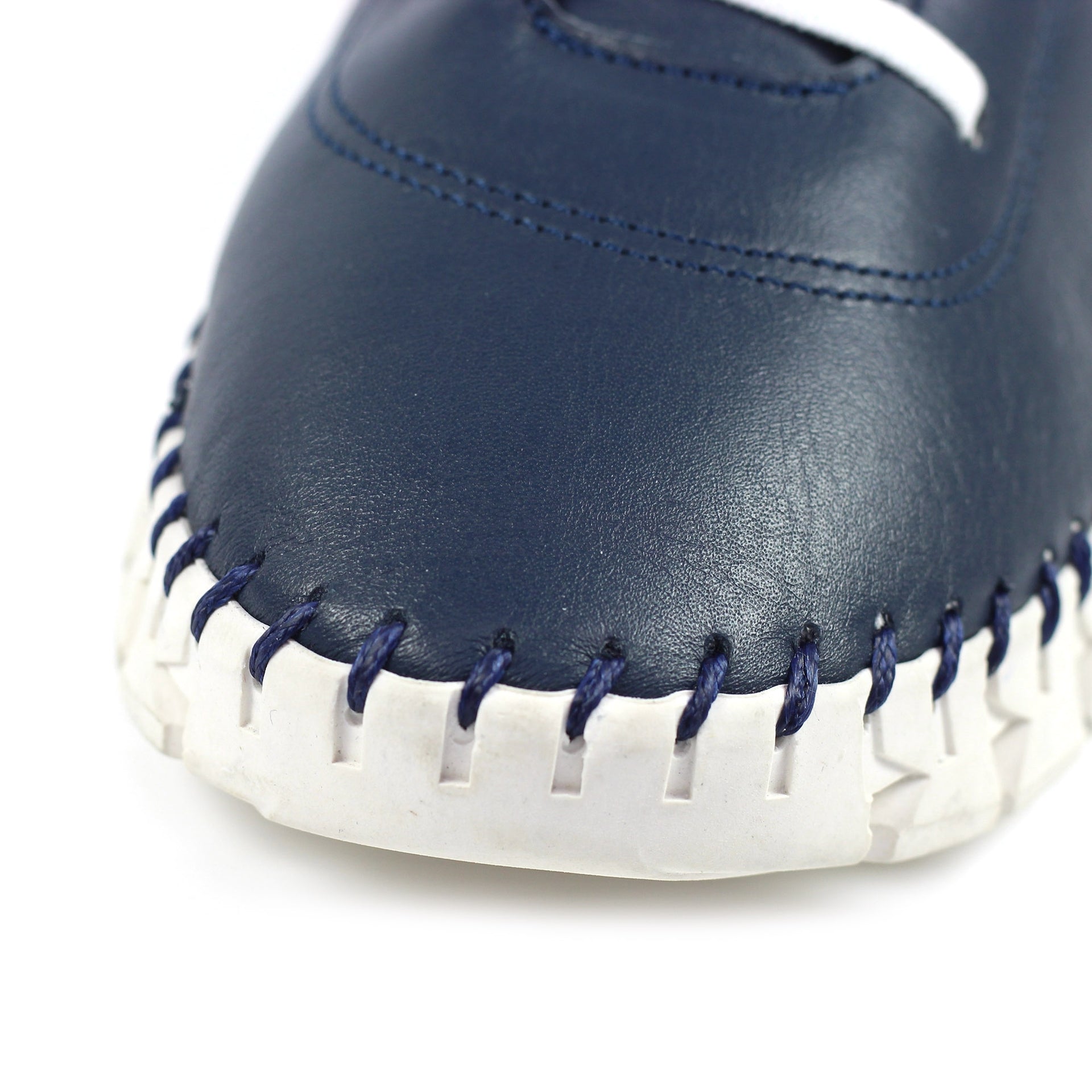 St Austell Navy Leather Plimsoll